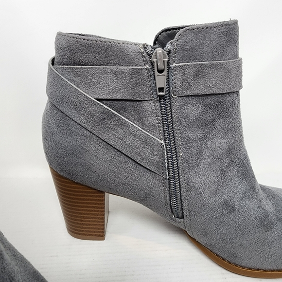 New Grey Booties Zip Side Ankle Boots Suede Style Ankle Boots Size 10 - Picture 3 of 10